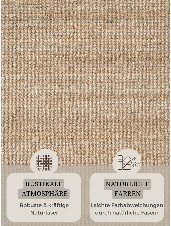 HANSE Home Vloerkleed Jaipur jute tapijt als loper en rond 100% natuurlijke vezel woonkamer eetkamer slaapkamer grs - Foto 5
