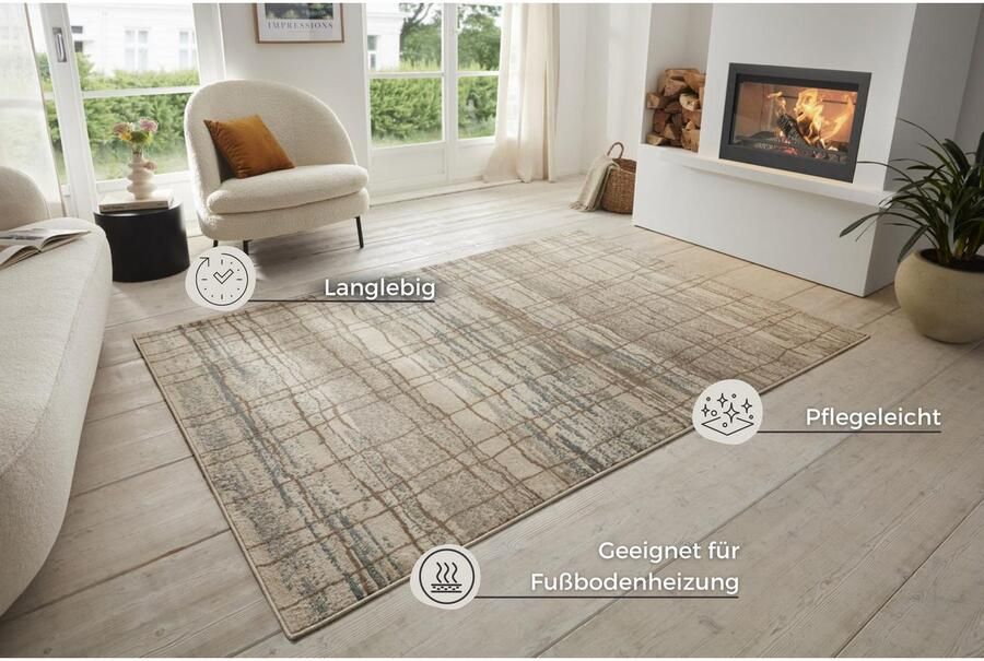 HANSE Home Vloerkleed Jord Kortpolig loper vintage woonkamer slaapkamer eetkamer gang