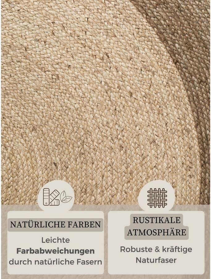HANSE Home Vloerkleed Jutta jute tapijt 100% jutevezel natuur woonkamer eetkamer gang boho scandi - Foto 8