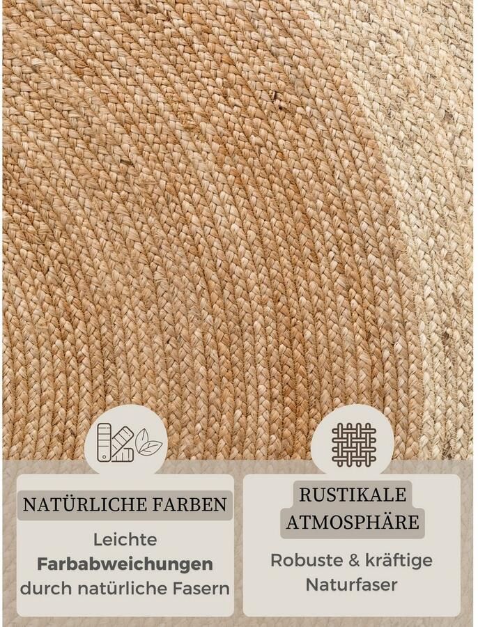 HANSE Home Vloerkleed Jutta jute tapijt 100% jutevezel natuur woonkamer eetkamer gang boho scandi - Foto 3