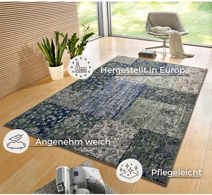 HANSE Home Vloerkleed Kirie Patchwork korte pool loper modern vintage woonkamer hal