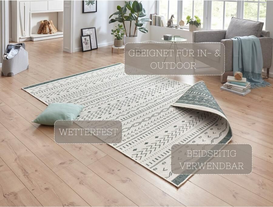 HANSE Home Vloerkleed Kuba omkeerbaar tapijt Binnen- en buitengebruik weerbestendig balkon loper woonkamer waterbestendig - Foto 6