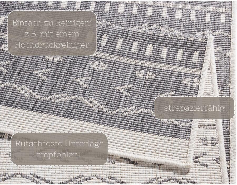 HANSE Home Vloerkleed Kuba omkeerbaar tapijt Binnen- en buitengebruik weerbestendig balkon loper woonkamer waterbestendig