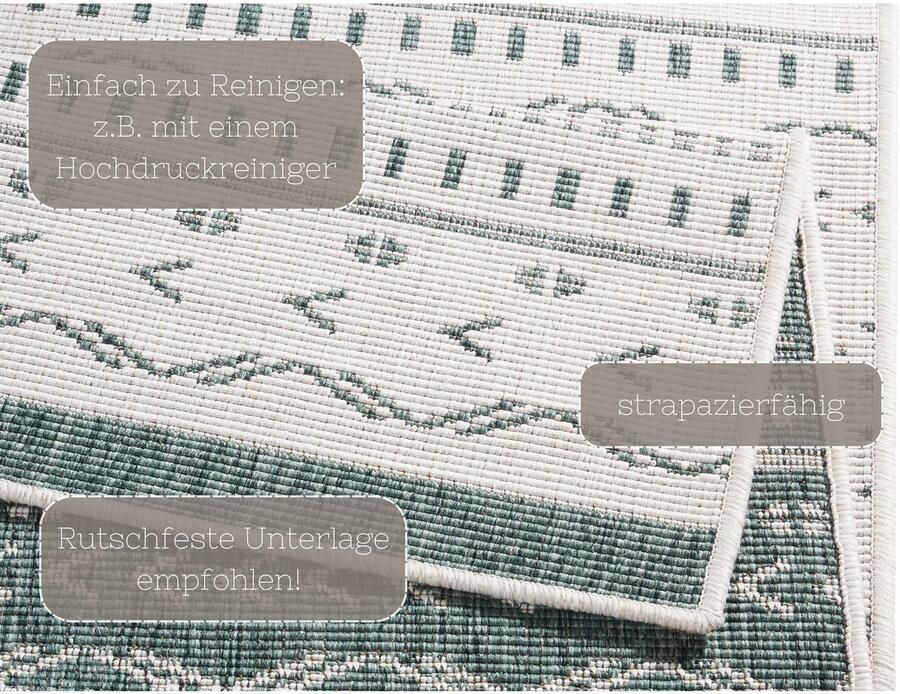 HANSE Home Vloerkleed Kuba omkeerbaar tapijt Binnen- en buitengebruik weerbestendig balkon loper woonkamer waterbestendig - Foto 4