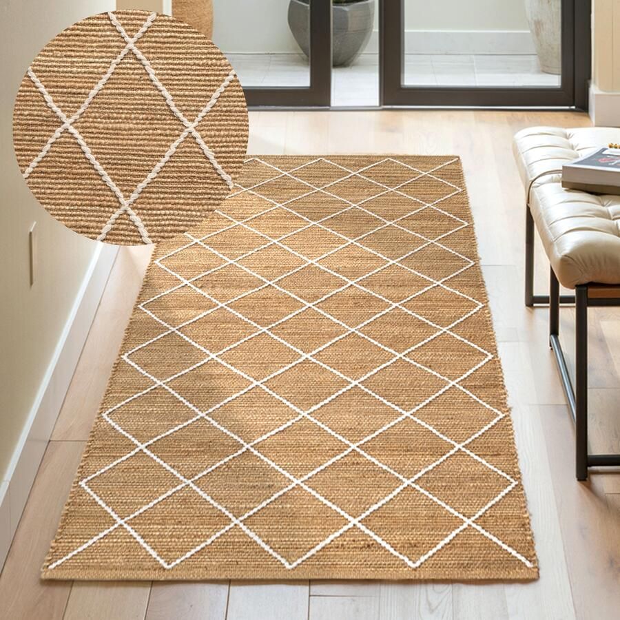 HANSE Home Vloerkleed Kunu jute tapijt Natuurlijke vezels jute met katoen woonkamer hal gang boho scandi - Foto 9