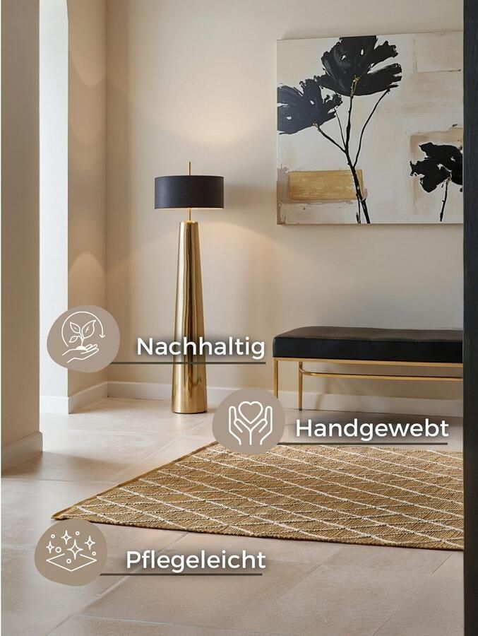 HANSE Home Vloerkleed Kunu jute tapijt Natuurlijke vezels jute met katoen woonkamer hal gang boho scandi - Foto 5