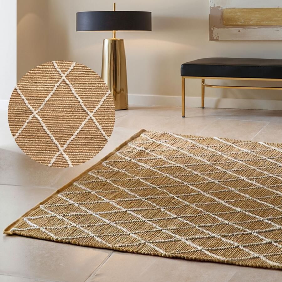 HANSE Home Vloerkleed Kunu jute tapijt Natuurlijke vezels jute met katoen woonkamer hal gang boho scandi