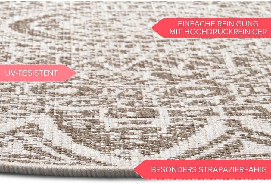 HANSE Home Vloerkleed Lilja omkeerbaar tapijt In- en outdoor dubbelzijdig weerbestendig balkon tuin woonkamer - Foto 3