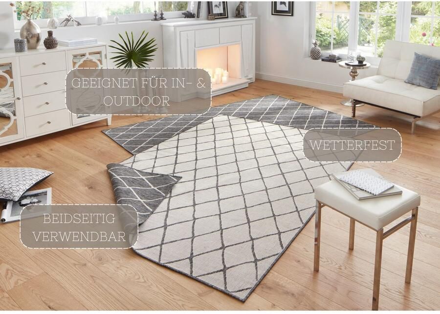 HANSE Home Vloerkleed Malaga tweezijdig te gebruiken kleed Binnen- en buitengebruik weerbestendig balkon loper woonkamer waterbestendig - Foto 7