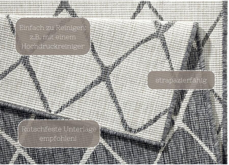 HANSE Home Vloerkleed Malaga tweezijdig te gebruiken kleed Binnen- en buitengebruik weerbestendig balkon loper woonkamer waterbestendig - Foto 9