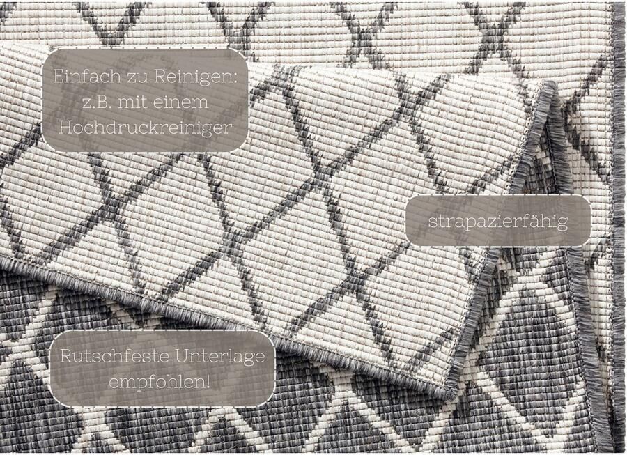 HANSE Home Vloerkleed Malaga tweezijdig te gebruiken kleed Binnen- en buitengebruik weerbestendig balkon loper woonkamer waterbestendig - Foto 7