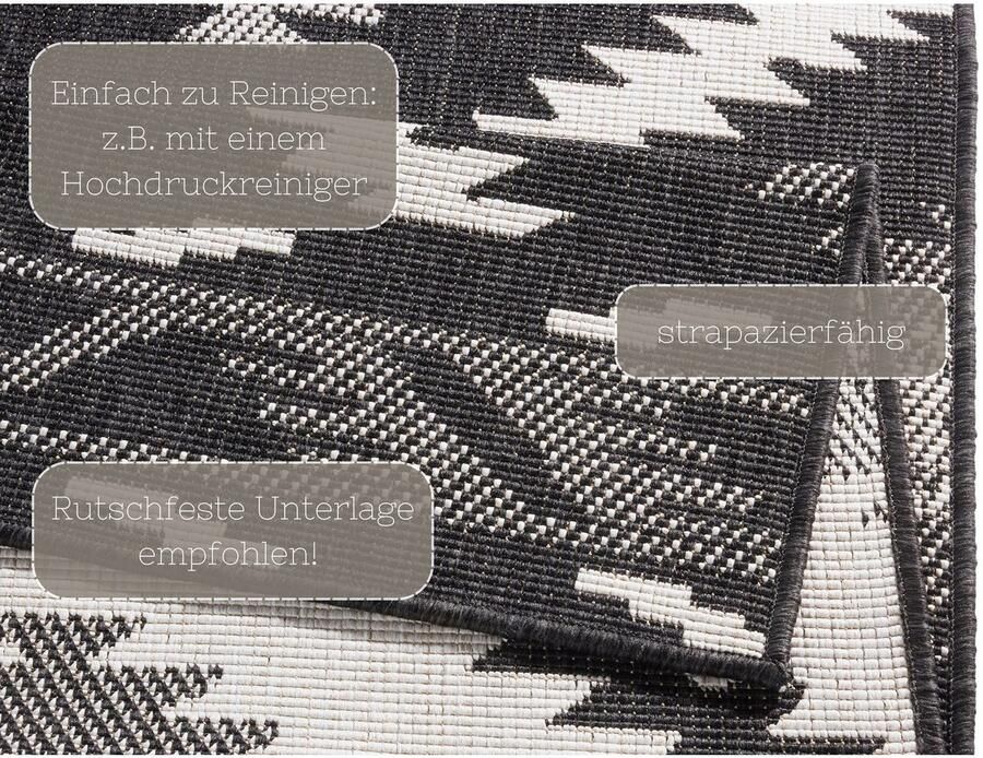 HANSE Home Vloerkleed Malibu omkeerbaar tapijt Binnen- en buitengebruik weerbestendig balkon loper woonkamer waterbestendig - Foto 3