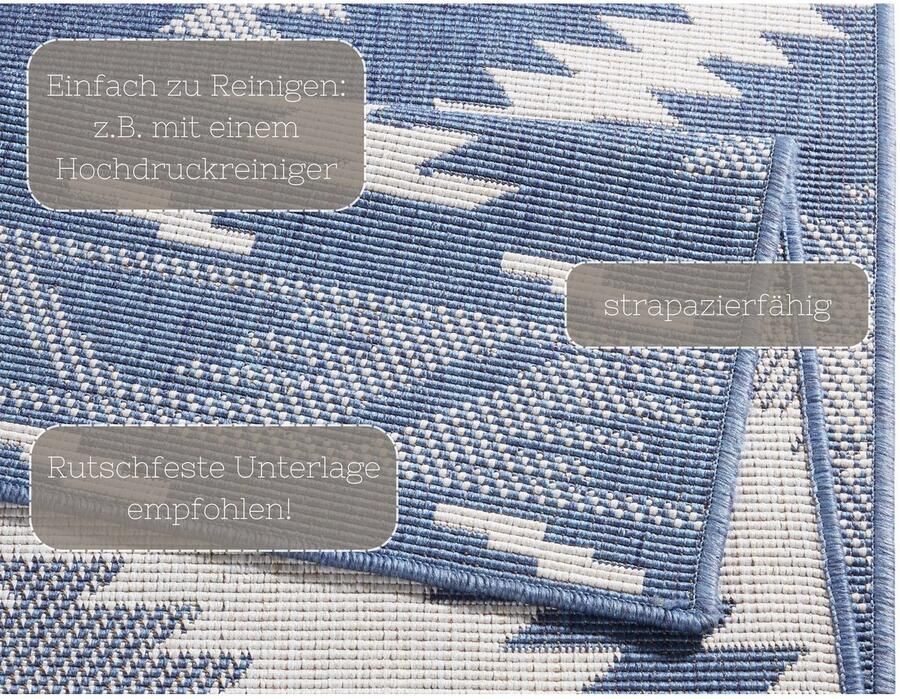 HANSE Home Vloerkleed Malibu omkeerbaar tapijt Binnen- en buitengebruik weerbestendig balkon loper woonkamer waterbestendig - Foto 4