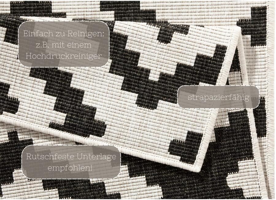 HANSE Home Vloerkleed Malta tweezijdig te gebruiken kleed Binnen- en buitengebruik weerbestendig balkon terras ruit loper woonkamer - Foto 5