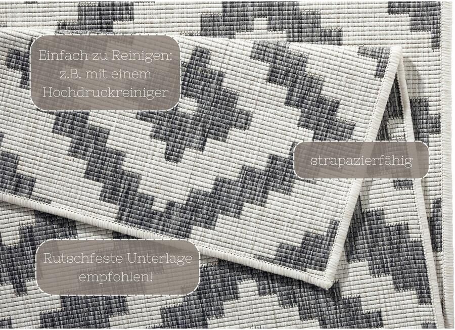 HANSE Home Vloerkleed Malta tweezijdig te gebruiken kleed Binnen- en buitengebruik weerbestendig balkon terras ruit loper woonkamer - Foto 6