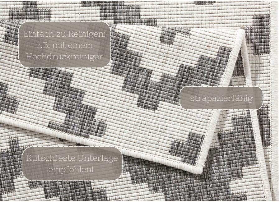 HANSE Home Vloerkleed Malta tweezijdig te gebruiken kleed Binnen- en buitengebruik weerbestendig balkon terras ruit loper woonkamer - Foto 7