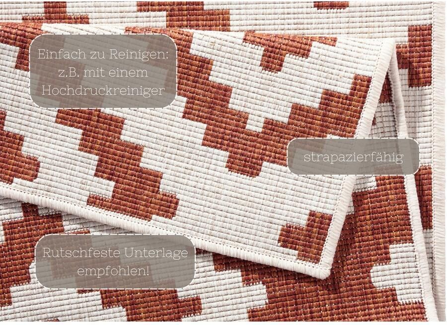 HANSE Home Vloerkleed Malta tweezijdig te gebruiken kleed Binnen- en buitengebruik weerbestendig balkon terras ruit loper woonkamer - Foto 6