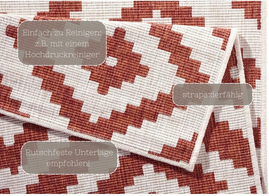 HANSE Home Vloerkleed Malta tweezijdig te gebruiken kleed Binnen- en buitengebruik weerbestendig balkon terras ruit loper woonkamer - Foto 5