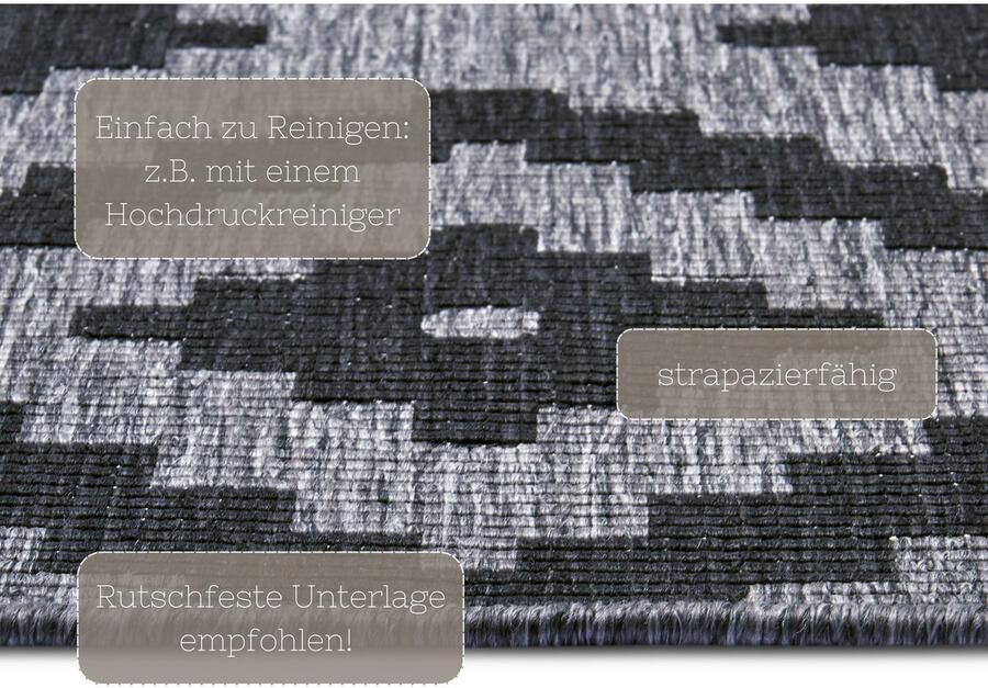 HANSE Home Vloerkleed Malta tweezijdig te gebruiken kleed Binnen- en buitengebruik weerbestendig balkon terras ruit loper woonkamer - Foto 7