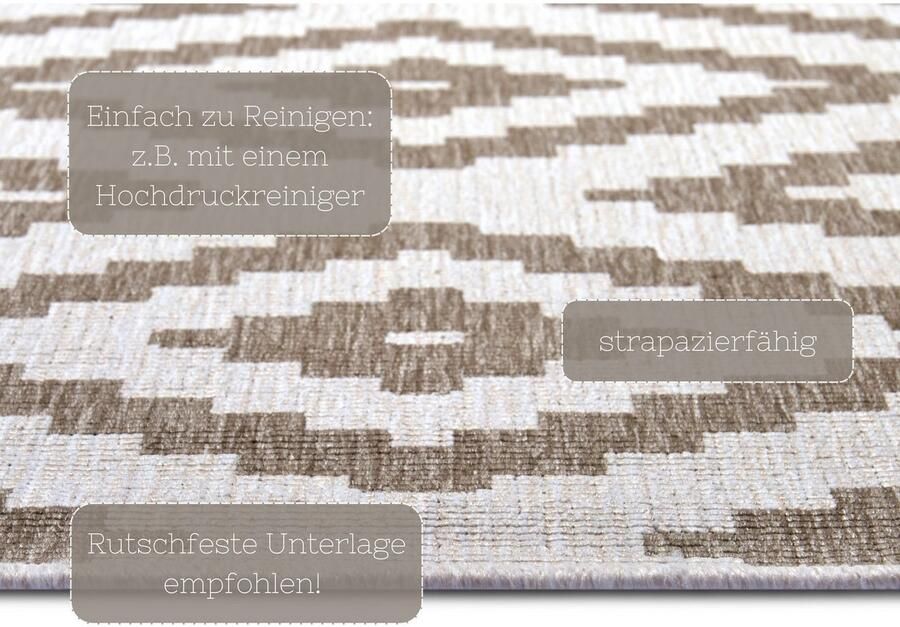 HANSE Home Vloerkleed Malta tweezijdig te gebruiken kleed Binnen- en buitengebruik weerbestendig balkon terras ruit loper woonkamer - Foto 8