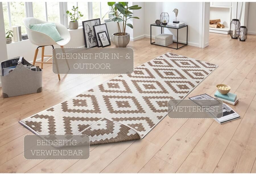 HANSE Home Vloerkleed Malta tweezijdig te gebruiken kleed Binnen- en buitengebruik weerbestendig balkon terras ruit loper woonkamer - Foto 11