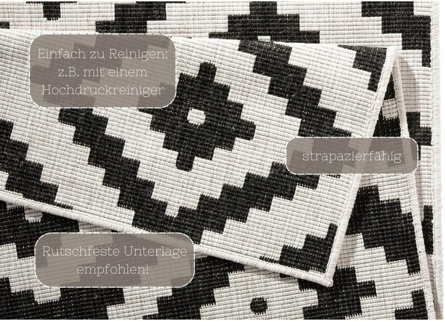 HANSE Home Vloerkleed Malta tweezijdig te gebruiken kleed Binnen- en buitengebruik weerbestendig balkon terras ruit loper woonkamer - Foto 7