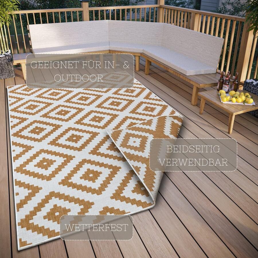 NORTHRUGS Vloerkleed Malaga tweezijdig te gebruiken kleed Binnen- en buitengebruik weerbestendig balkon loper woonkamer waterbestendig - Foto 2