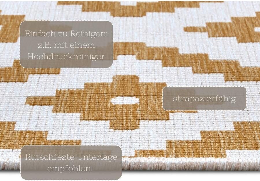 NORTHRUGS Vloerkleed Malaga tweezijdig te gebruiken kleed Binnen- en buitengebruik weerbestendig balkon loper woonkamer waterbestendig - Foto 8