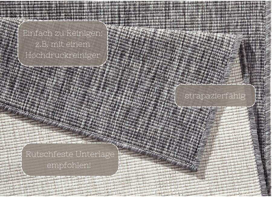 HANSE Home Vloerkleed Miami omkeerbaar tapijt Binnen- en buitengebruik weerbestendig balkon loper woonkamer waterbestendig - Foto 6