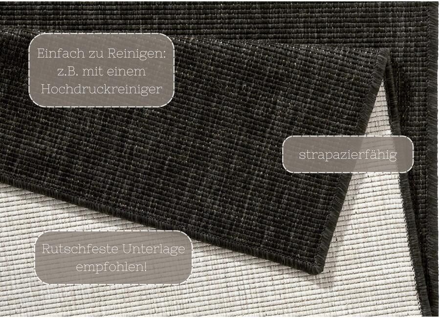 HANSE Home Vloerkleed Miami omkeerbaar tapijt Binnen- en buitengebruik weerbestendig balkon loper woonkamer waterbestendig - Foto 6