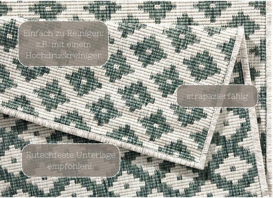 HANSE Home Vloerkleed Nizza omkeerbaar tapijt Binnen- en buitengebruik weerbestendig balkon loper woonkamer waterbestendig - Foto 3