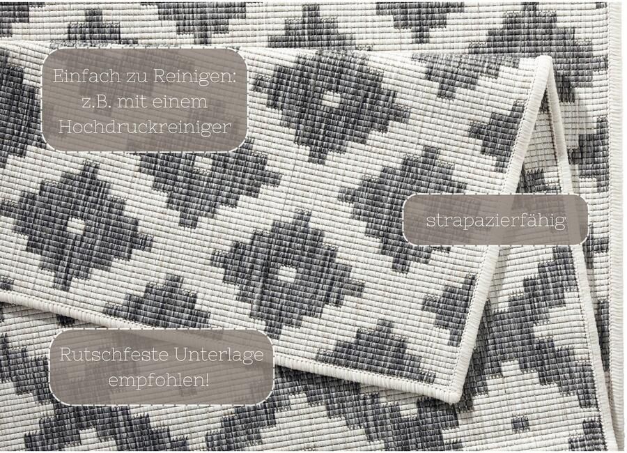 HANSE Home Vloerkleed Nizza omkeerbaar tapijt Binnen- en buitengebruik weerbestendig balkon loper woonkamer waterbestendig - Foto 6