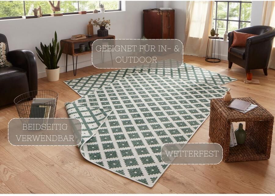 HANSE Home Vloerkleed Nizza omkeerbaar tapijt Binnen- en buitengebruik weerbestendig balkon loper woonkamer waterbestendig - Foto 5