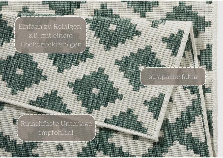 HANSE Home Vloerkleed Nizza omkeerbaar tapijt Binnen- en buitengebruik weerbestendig balkon loper woonkamer waterbestendig - Foto 7