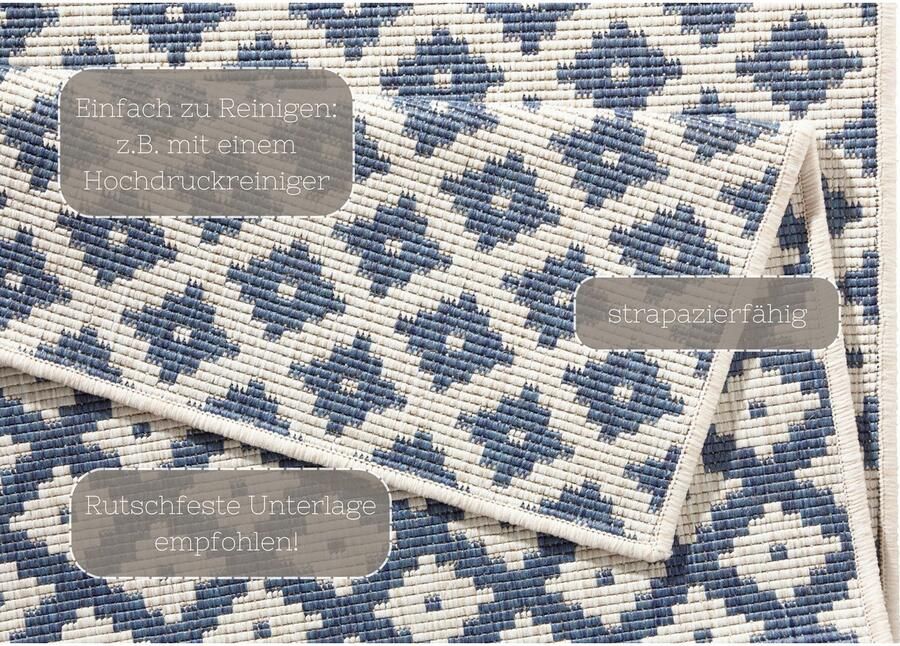 HANSE Home Vloerkleed Nizza omkeerbaar tapijt Binnen- en buitengebruik weerbestendig balkon loper woonkamer waterbestendig - Foto 7