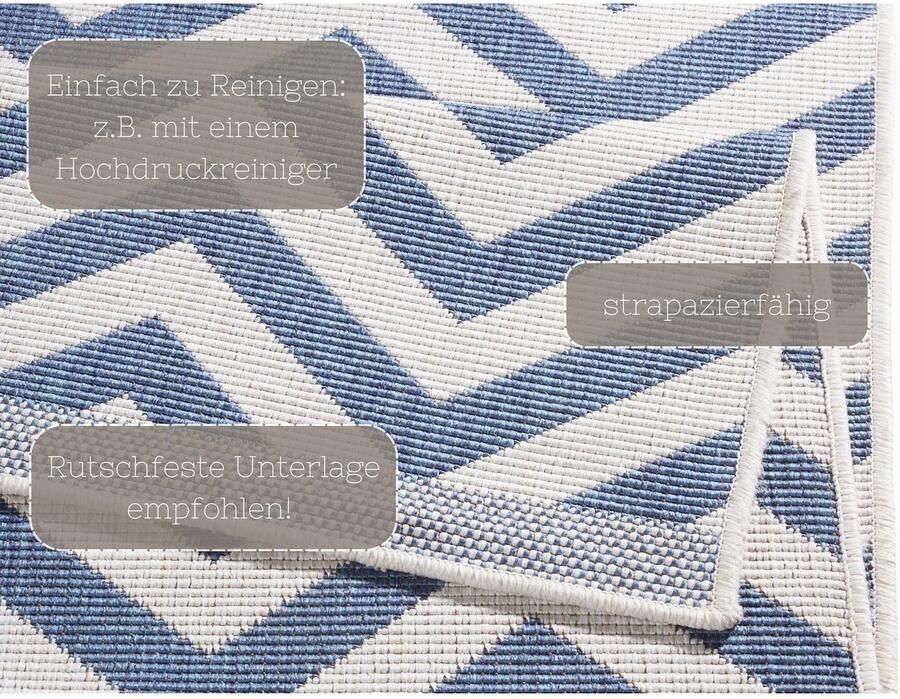 HANSE Home Vloerkleed Palma tweezijdig te gebruiken kleed Binnen- en buitengebruik weerbestendig balkon loper woonkamer waterbestendig - Foto 4