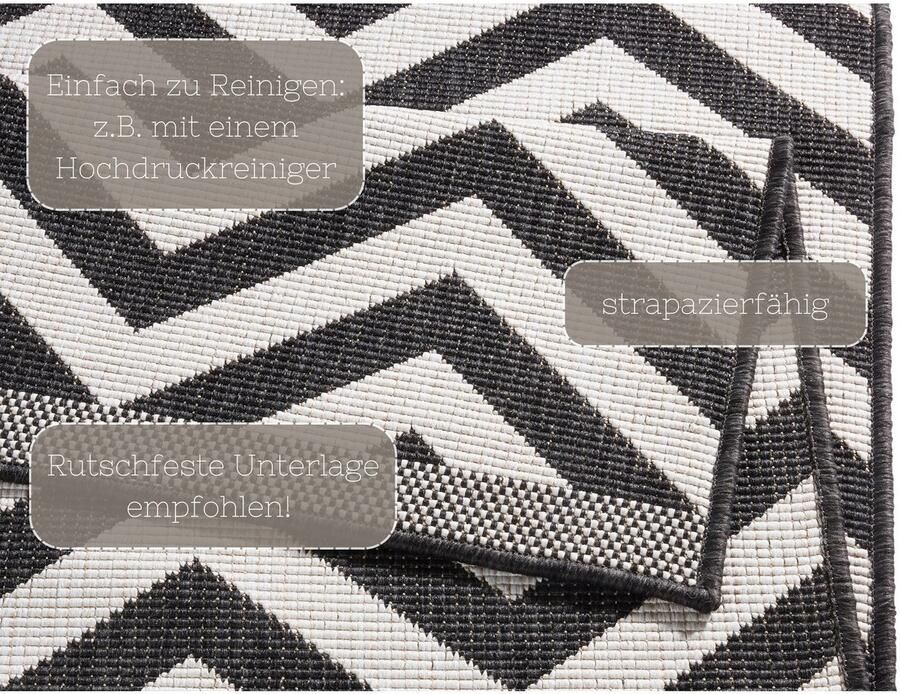 HANSE Home Vloerkleed Palma tweezijdig te gebruiken kleed Binnen- en buitengebruik weerbestendig balkon loper woonkamer waterbestendig - Foto 4