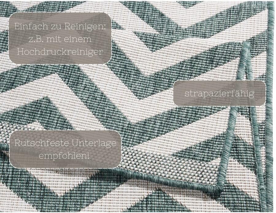 HANSE Home Vloerkleed Palma tweezijdig te gebruiken kleed Binnen- en buitengebruik weerbestendig balkon loper woonkamer waterbestendig - Foto 4