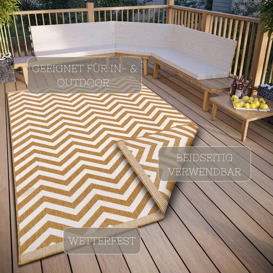 HANSE Home NORTHRUGS Vloerkleed Palma tweezijdig te gebruiken kleed Binnen- en buitengebruik weerbestendig balkon loper woonkamer waterbestendig