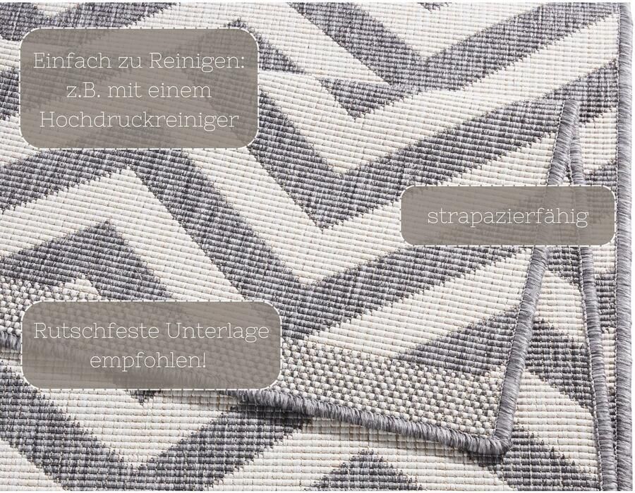 HANSE Home Vloerkleed Palma tweezijdig te gebruiken kleed Binnen- en buitengebruik weerbestendig balkon loper woonkamer waterbestendig - Foto 5