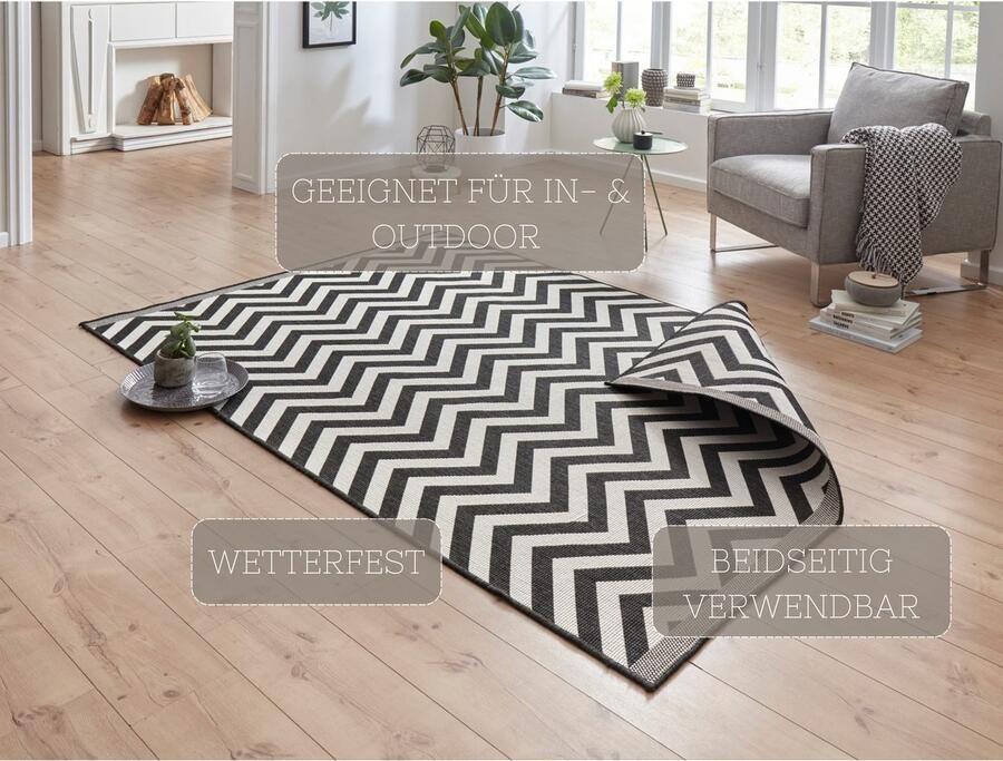 HANSE Home Vloerkleed Palma tweezijdig te gebruiken kleed Binnen- en buitengebruik weerbestendig balkon loper woonkamer waterbestendig - Foto 9