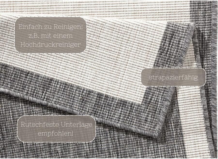 HANSE Home Vloerkleed Panama tweezijdig te gebruiken kleed Binnen- en buitengebruik weerbestendig balkon loper woonkamer waterbestendig - Foto 6