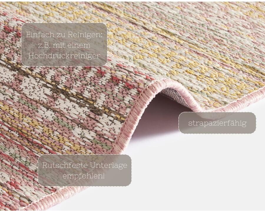 HANSE Home Vloerkleed Pijnboom Geschikt voor binnen en buiten slijtvast en gemakkelijk in onderhoud platweefsel