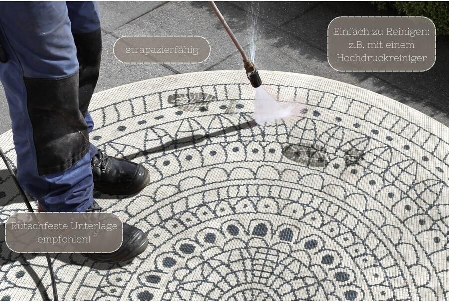 HANSE Home Vloerkleed Porto tweezijdig te gebruiken kleed Geschikt voor binnen en buiten weerbestendig balkon tuin woonkamer waterbestendig - Foto 5