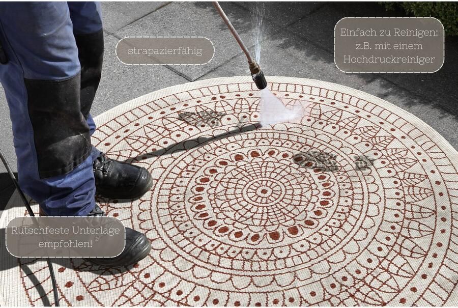 HANSE Home Vloerkleed Porto tweezijdig te gebruiken kleed Geschikt voor binnen en buiten weerbestendig balkon tuin woonkamer waterbestendig - Foto 6