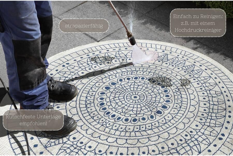 HANSE Home Vloerkleed Porto tweezijdig te gebruiken kleed Geschikt voor binnen en buiten weerbestendig balkon tuin woonkamer waterbestendig - Foto 6