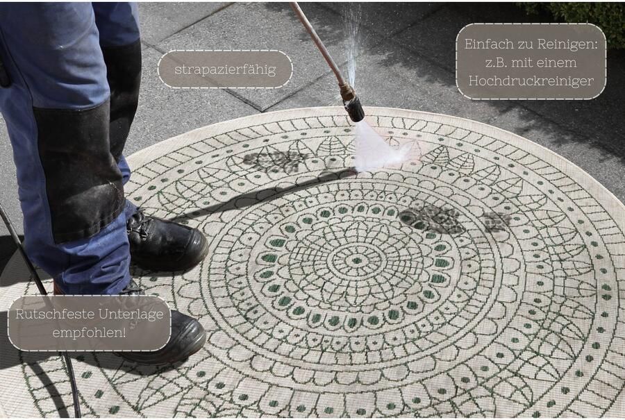 HANSE Home Vloerkleed Porto tweezijdig te gebruiken kleed Geschikt voor binnen en buiten weerbestendig balkon tuin woonkamer waterbestendig - Foto 5