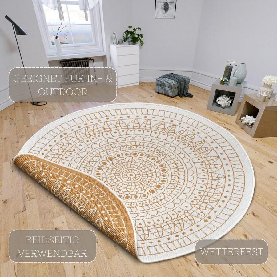 HANSE Home Vloerkleed Porto tweezijdig te gebruiken kleed Geschikt voor binnen en buiten weerbestendig balkon tuin woonkamer waterbestendig
