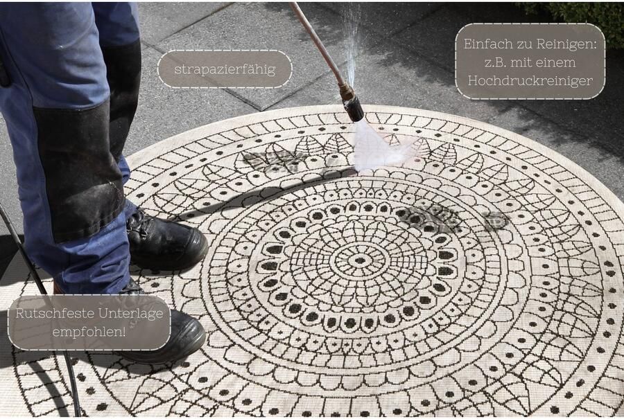 HANSE Home Vloerkleed Porto tweezijdig te gebruiken kleed Geschikt voor binnen en buiten weerbestendig balkon tuin woonkamer waterbestendig - Foto 6