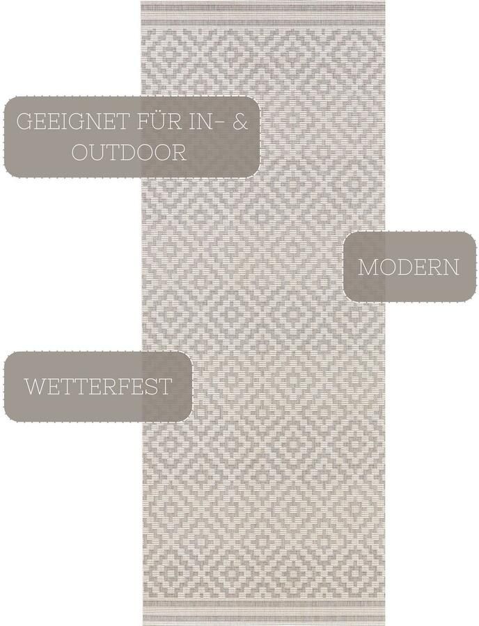 HANSE Home Vloerkleed Ruit Binnen- en buitengebruik weerbestendig balkon loper woonkamer terras ruit - Foto 8